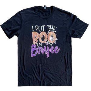 Womens Boo In Boujee Shirt Funny Spooky Halloween Spider Tee Crew Neck Short